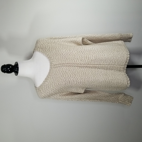 Tribal Women's Sweater Size M Metallic Thread Crew Neck Beige Knit - Picture 8 of 8